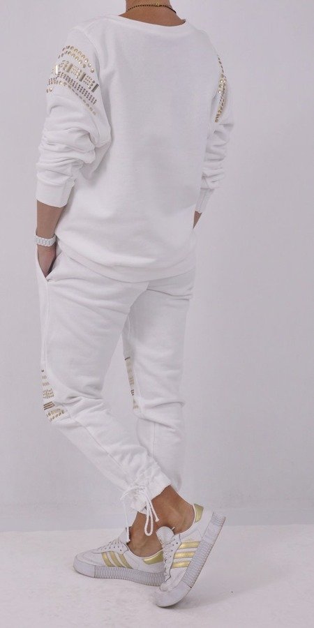 Spodnie białe z ozdobnymi nitami S/M